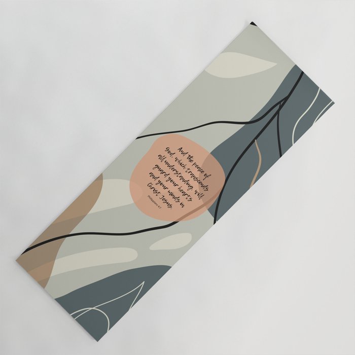 The Peace of God, Philippians 4:7, Bible Quote Yoga Mat by