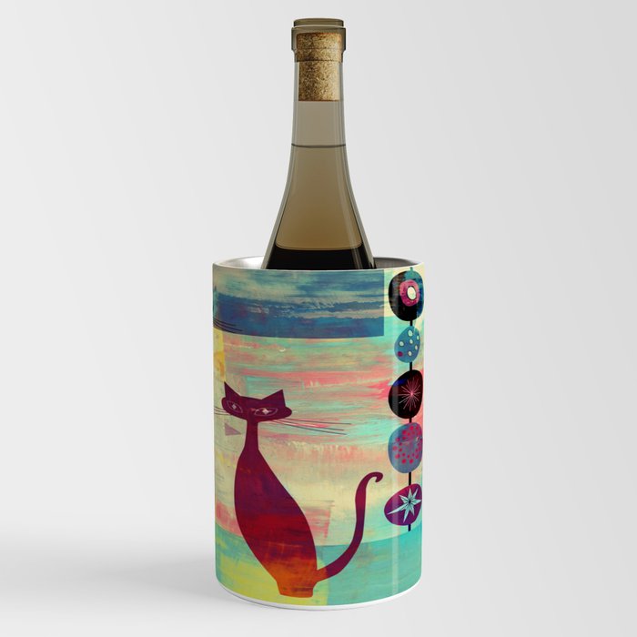 Mid-Century Modern 2 Cats - Graffiti Style Wine Chiller