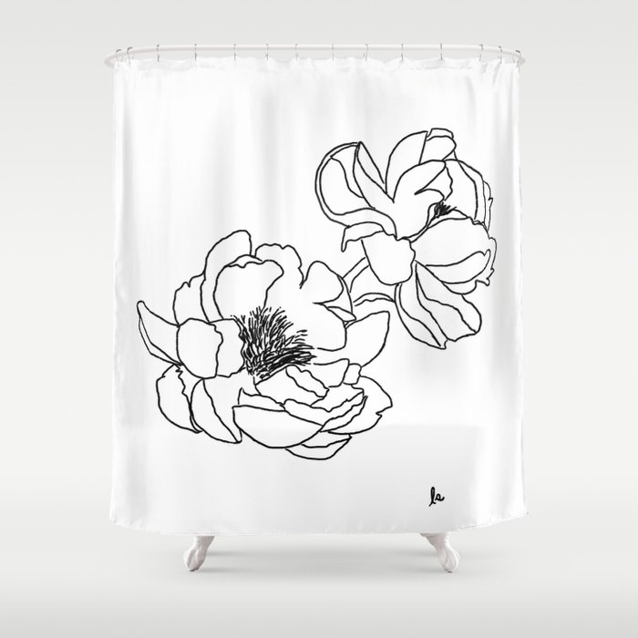 Shapka Art, Large White Shower Curtain