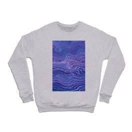 Lavender Blue Lace Marble Acrylic Abstraction Crewneck Sweatshirt