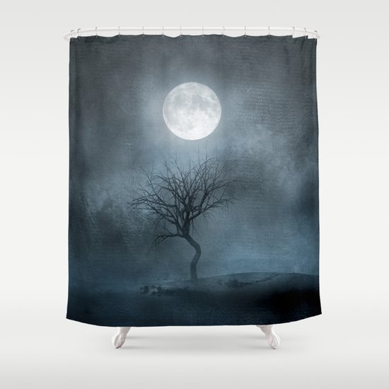 Erie Moon and Tree Shower Curtain