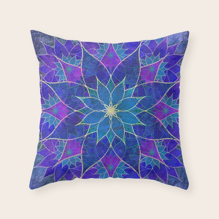 Lotus 2 blue and purple Throw Pillow by Klara Acel Society6