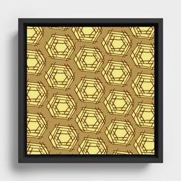 Yellow Honeycomb Pattern  Framed Canvas