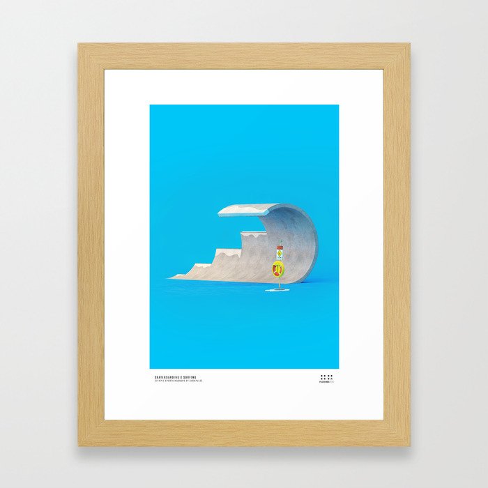 Skateboarding x Surfing Framed Art Print