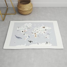 Animal Map of the world Area & Throw Rug