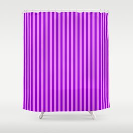[ Thumbnail: Dark Violet & Violet Colored Stripes/Lines Pattern Shower Curtain ]