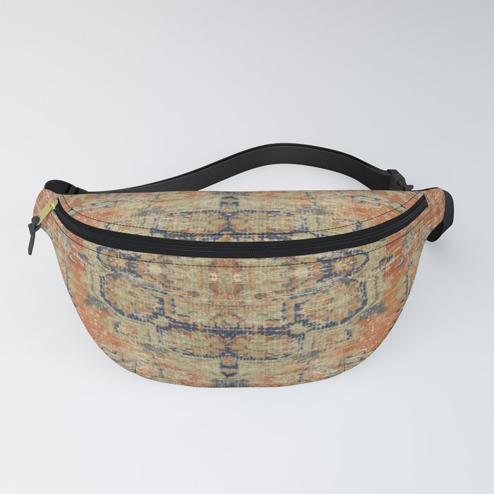 Vintage Woven Coral and Blue Kilim Fanny Pack