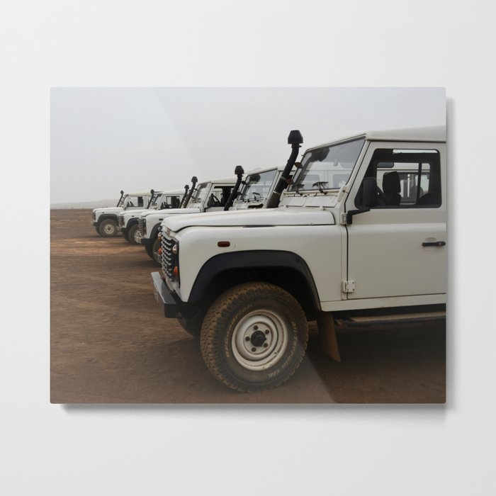 Classic Landrover Defender 3 | classic cars photography | white oldtimers Metal Print