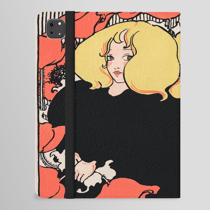 Arabella and Araminta Stories (1895) Art Nouveau poster of twin blonde girls p in high resolution by Ethel Reed iPad Folio Case