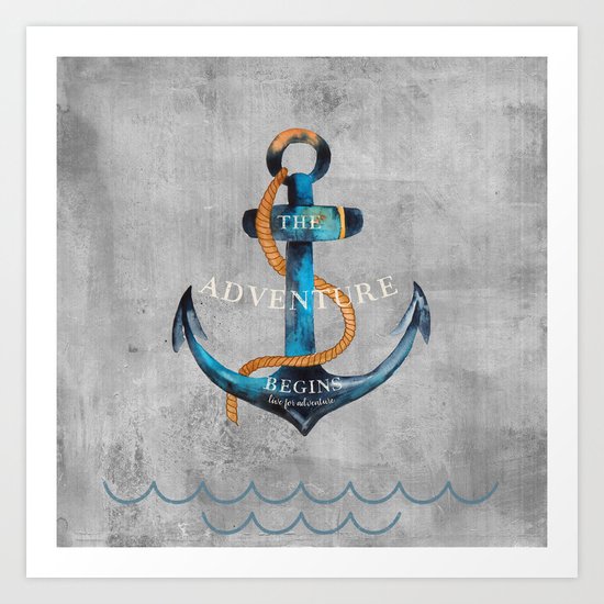 Maritime Design- Nautic Anchor Navy Marine Beach Art Print