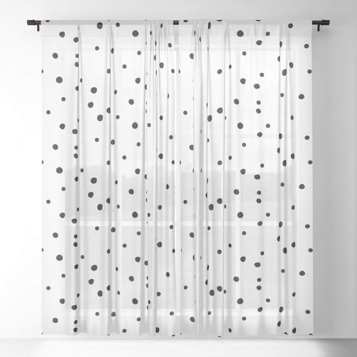 Dalmatian Polka Dots White Black, Black Polka Dot Sheer Curtains