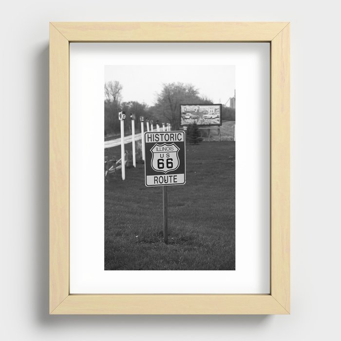 Route 66 - Illinois Shield 2008 BW Recessed Framed Print