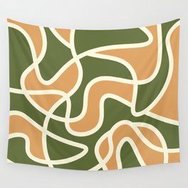 Messy Scribble Texture Background - Earth Yellow and Green Wall Tapestry
