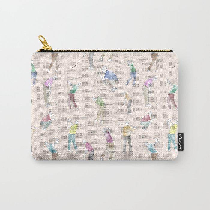Watercolor Golfers // Antique White Carry-All Pouch