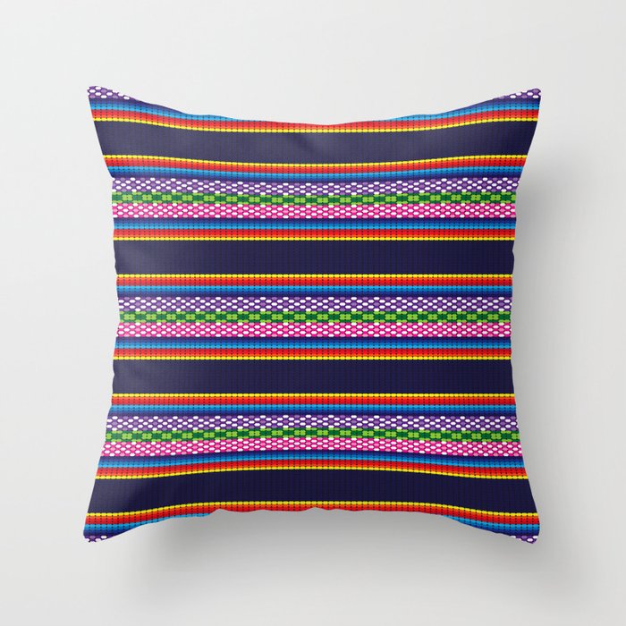 Colorful South American Woven Pattern Throw Pillow