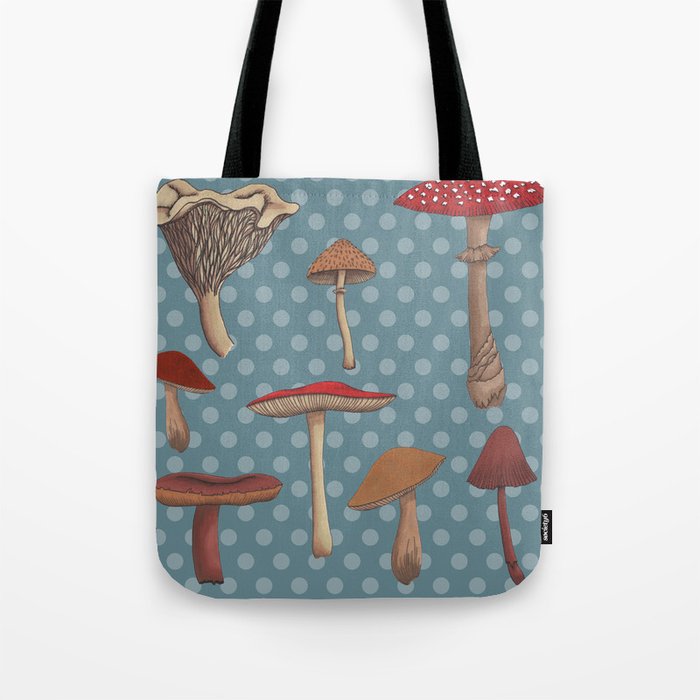 Mushroom Madness in Blue Tote Bag