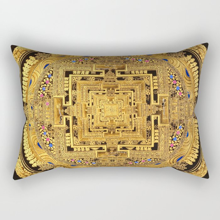 Buddhist Mandala Gold Temple 40 Rectangular Pillow