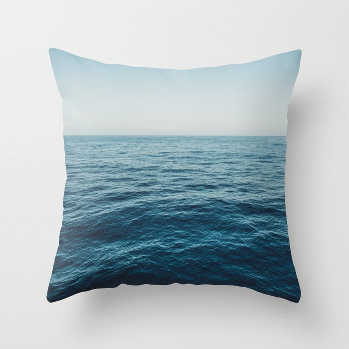 ocean, water, blue sky  -  horizon over water - seascape photography Throw Pillow