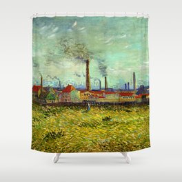Vincent van Gogh "Factories at Clichy" Shower Curtain