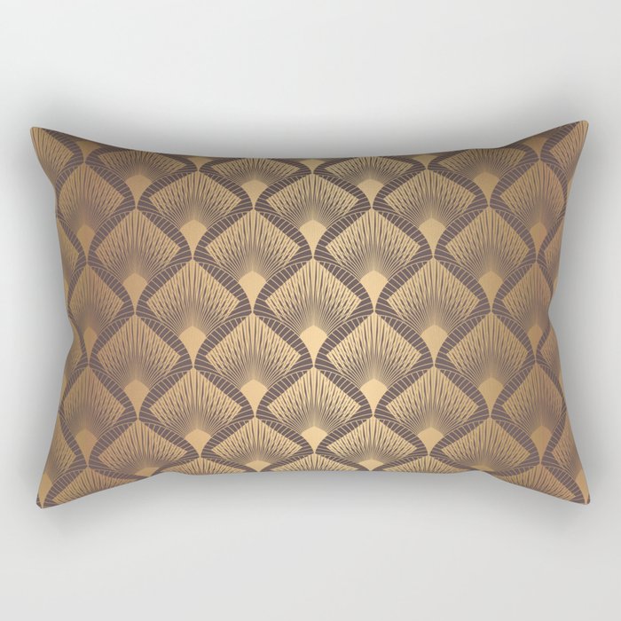 Art Deco Pattern. Seamless golden background. Scales geometric design. Vintage line design. 1920-30s motifs. Luxury vintage illustration Rectangular Pillow
