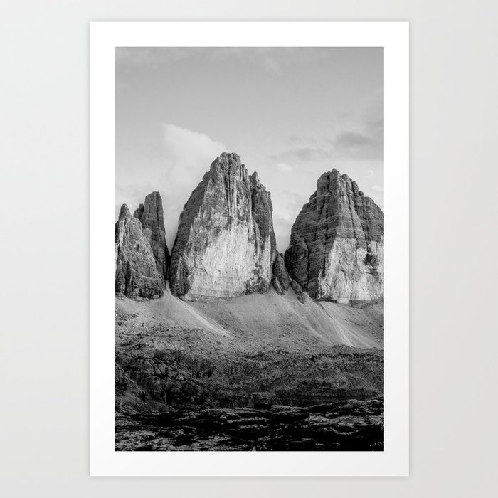 Dolomites Black and White Art Print