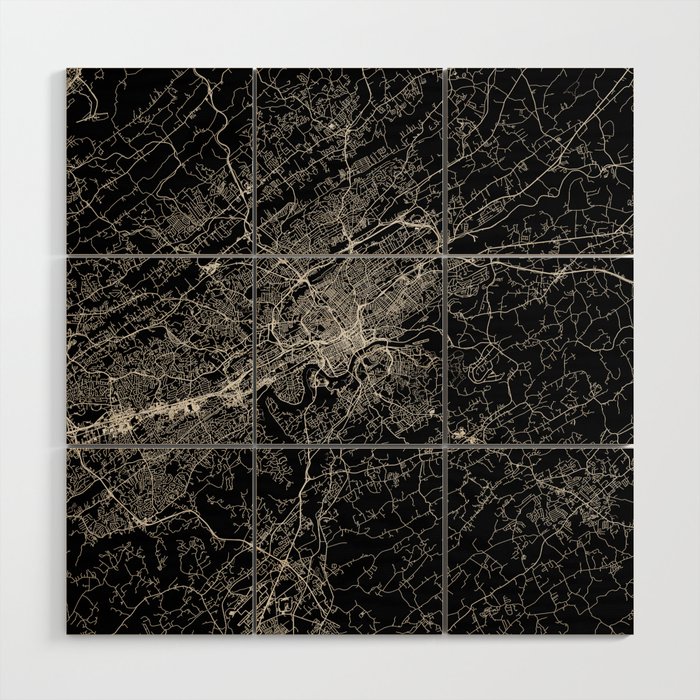 Knoxville City Map Poster - USA Wood Wall Art