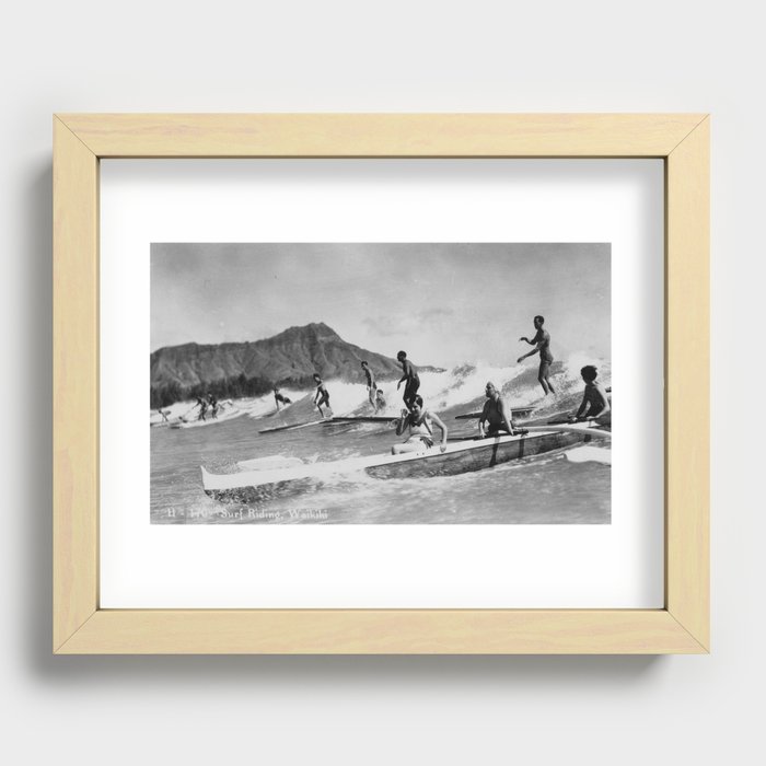 Vintage Surfing Hawaii Recessed Framed Print