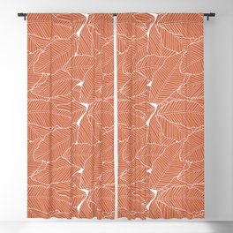 Terracotta Tropical Leaves Pattern Blackout Curtain | Leaf, Banana Leaf, Drawing, Abstract, Line Drawing, Nature, Botanical, Terra Cotta, Brown, Orange 