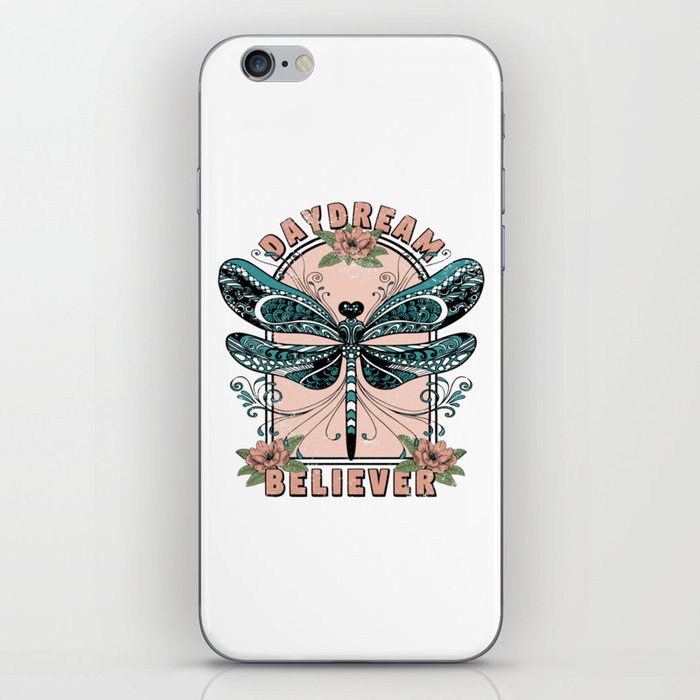 Daydream, Cute Dragonfly, Pretty Floral Design iPhone Skin