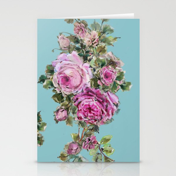 Amazing Grace Shabby Chic Rose Bouquet- Robin's Egg blue  Stationery Cards