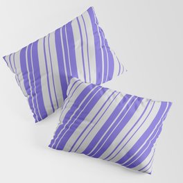 [ Thumbnail: Light Grey and Slate Blue Colored Striped Pattern Pillow Sham ]