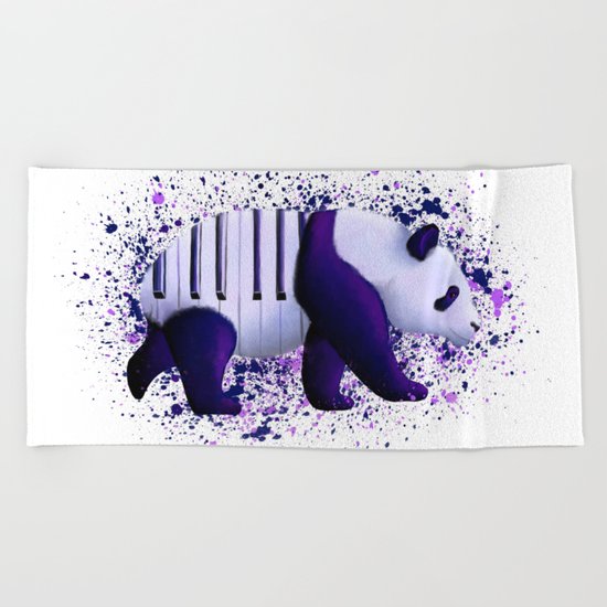 Piano Panda Beach Towel