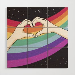 Heart Hands Rainbow Space Stars Wood Wall Art
