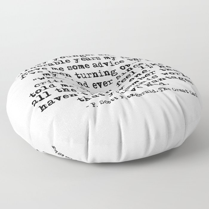 In my younger and more vulnerable years - F Scott Fitzgerald Floor Pillow