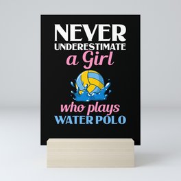 Water Polo Ball Player Cap Goal Game Mini Art Print