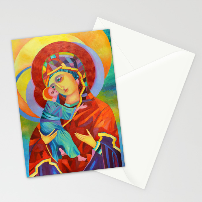 Virgin Mary Painting Madonna And Child Jesus Icon Modern Catholic