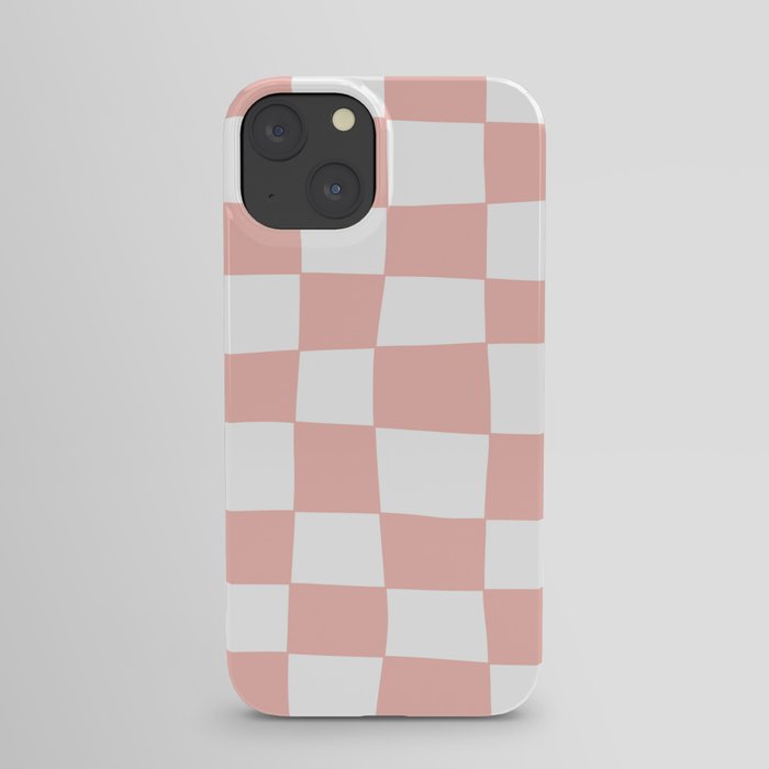 Hand Drawn Checkerboard Pattern (pink/white) iPhone Case