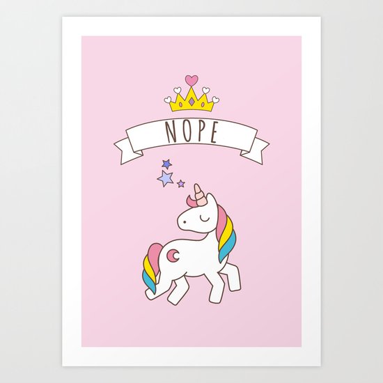 Nope Unicorn Art Print