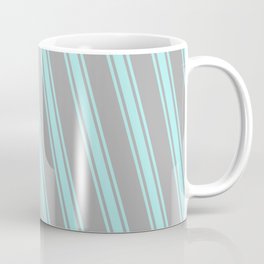[ Thumbnail: Dark Gray and Turquoise Colored Stripes/Lines Pattern Coffee Mug ]