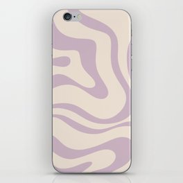 Modern Retro Liquid Swirl Abstract Pattern Square in Light Lavender Cream  iPhone Skin