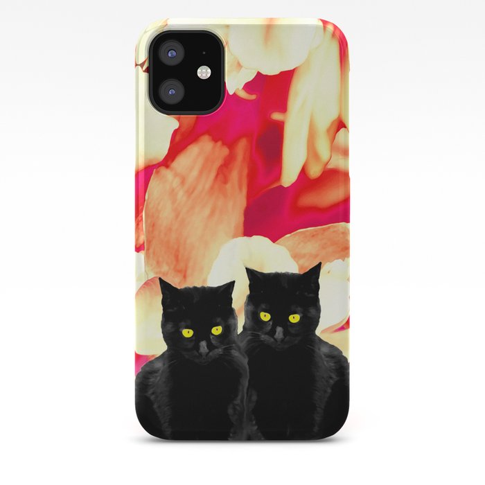 Two Black Cats With Floral Pattern Background Decor Society6