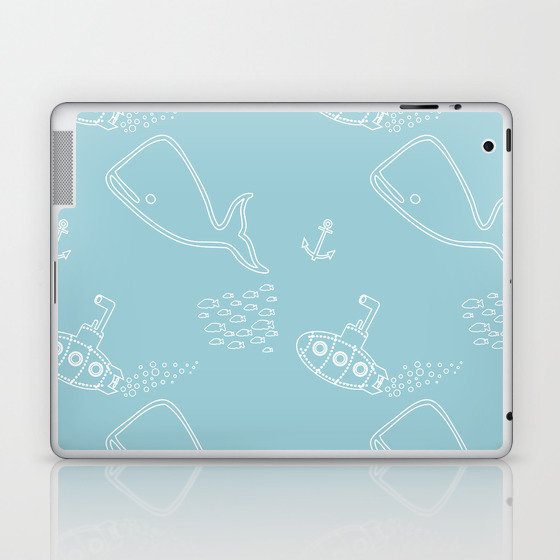Under the Sea Whale & Submarine Pattern Laptop & iPad Skin