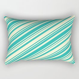 [ Thumbnail: Light Yellow and Light Sea Green Colored Lines Pattern Rectangular Pillow ]
