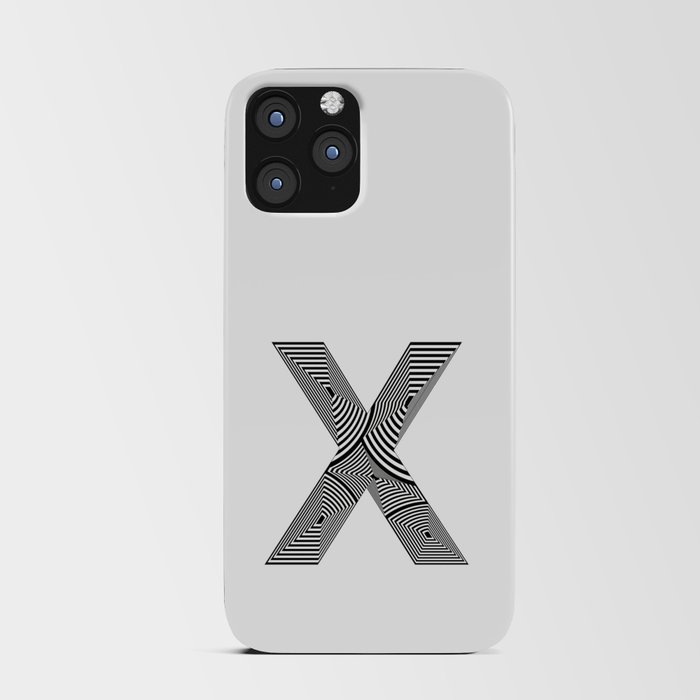 capital letter X in black and white, with lines creating volume effect iPhone Card Case