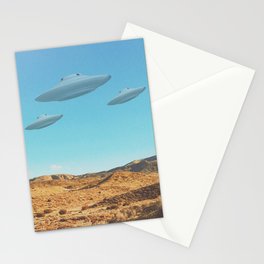 UFO in a California Desert with abandoned objects Stationery Card