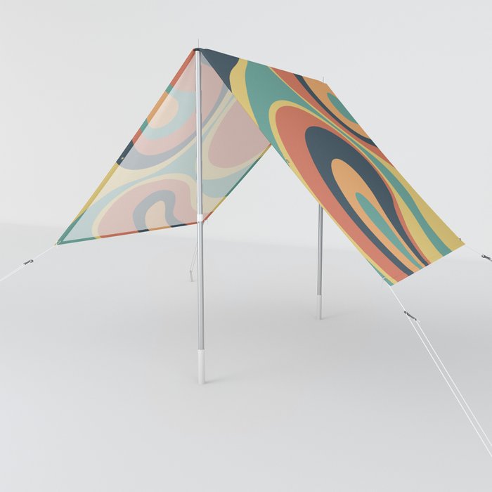 Psychedelic Retro Abstract in Charcoal, Teal, Yellow and Orange Sun Shade