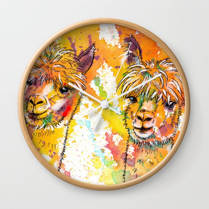 The Alpacas - Acrylic Painting Wall Clock