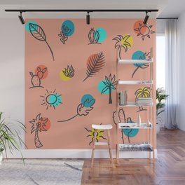Palm Springs Theme Summer Pattern   Wall Mural