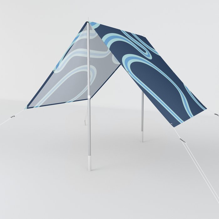 Abstract Mid century modern lines pattern - Space Cadet Sun Shade