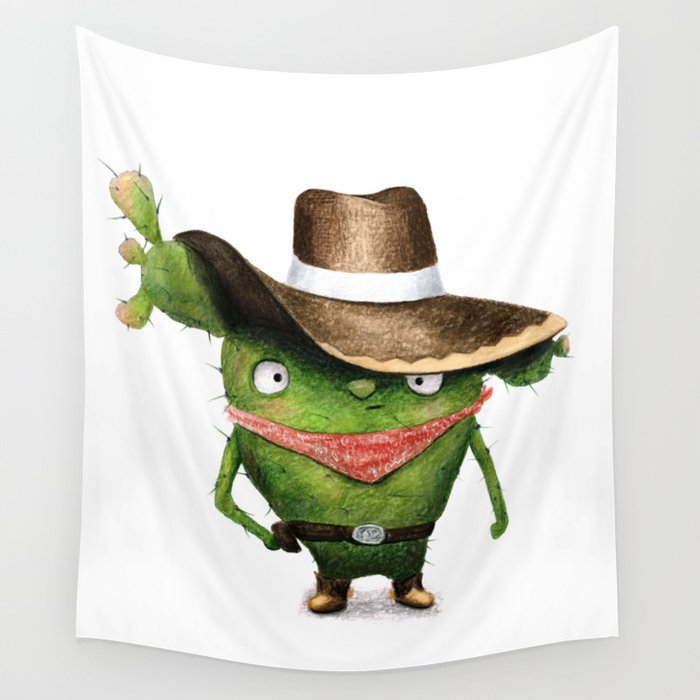 Brave Cactus-cowboy Wall Tapestry